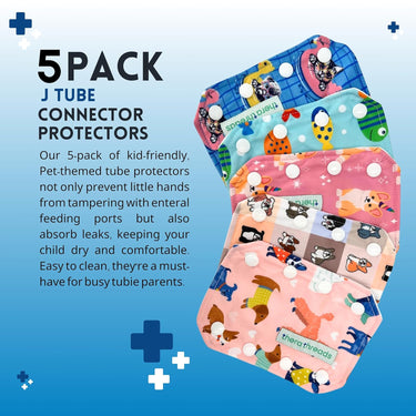5 Pack Pet Themed G Tube, J Tube, PEG Connector Covers