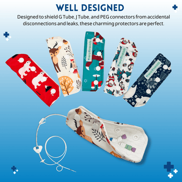 5 Pack Holiday Themed G Tube, J Tube, PEG Connector Covers - therathreads