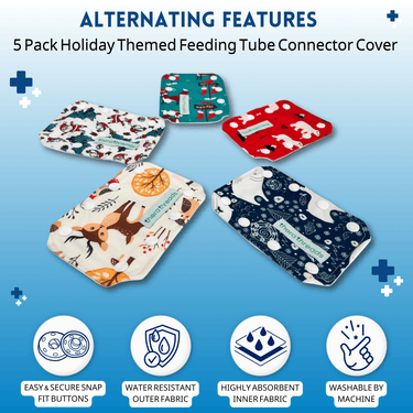 5 Pack Holiday Themed G Tube, J Tube, PEG Connector Covers - therathreads
