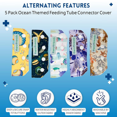 5 Pack Sea Themed G Tube, J Tube, PEG Connector Covers