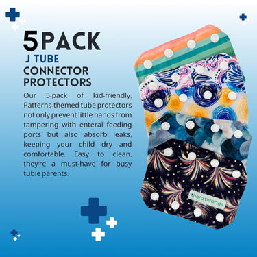 5 Pack Pretty Patterns G Tube, J Tube, PEG Connector Covers