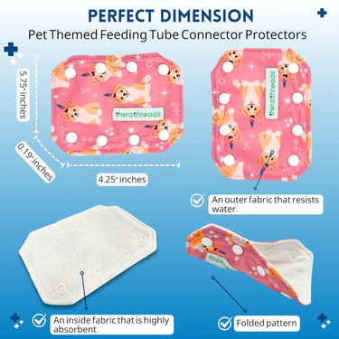 5 Pack Pet Themed G Tube, J Tube, PEG Connector Covers