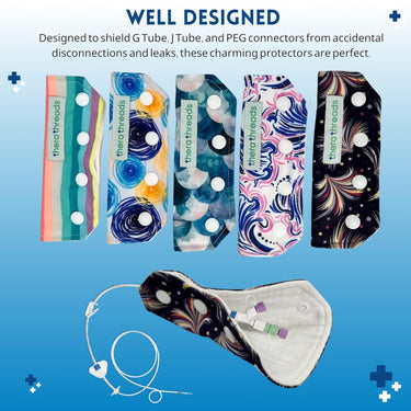5 Pack Pretty Patterns G Tube, J Tube, PEG Connector Covers